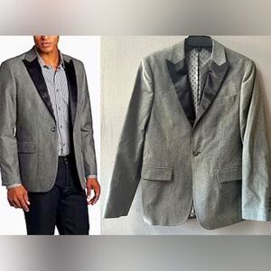 Perry Ellis Slim Fit “Iron Ore” w/ “Black” Satin Lapel Blazer 38R~NWT